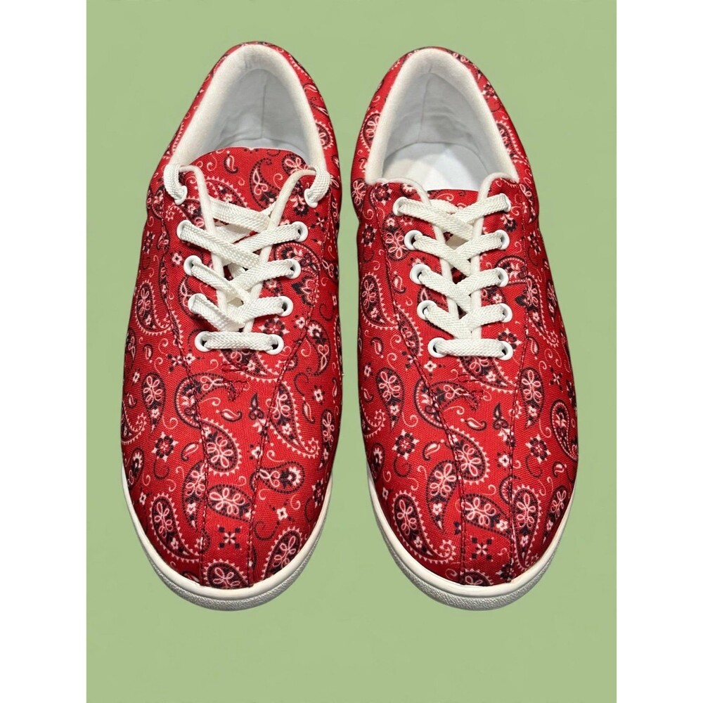 Easy Spirit Red Bandana Paisley Sneakers - Womens 10W / UK 8 / EU 42 Like New